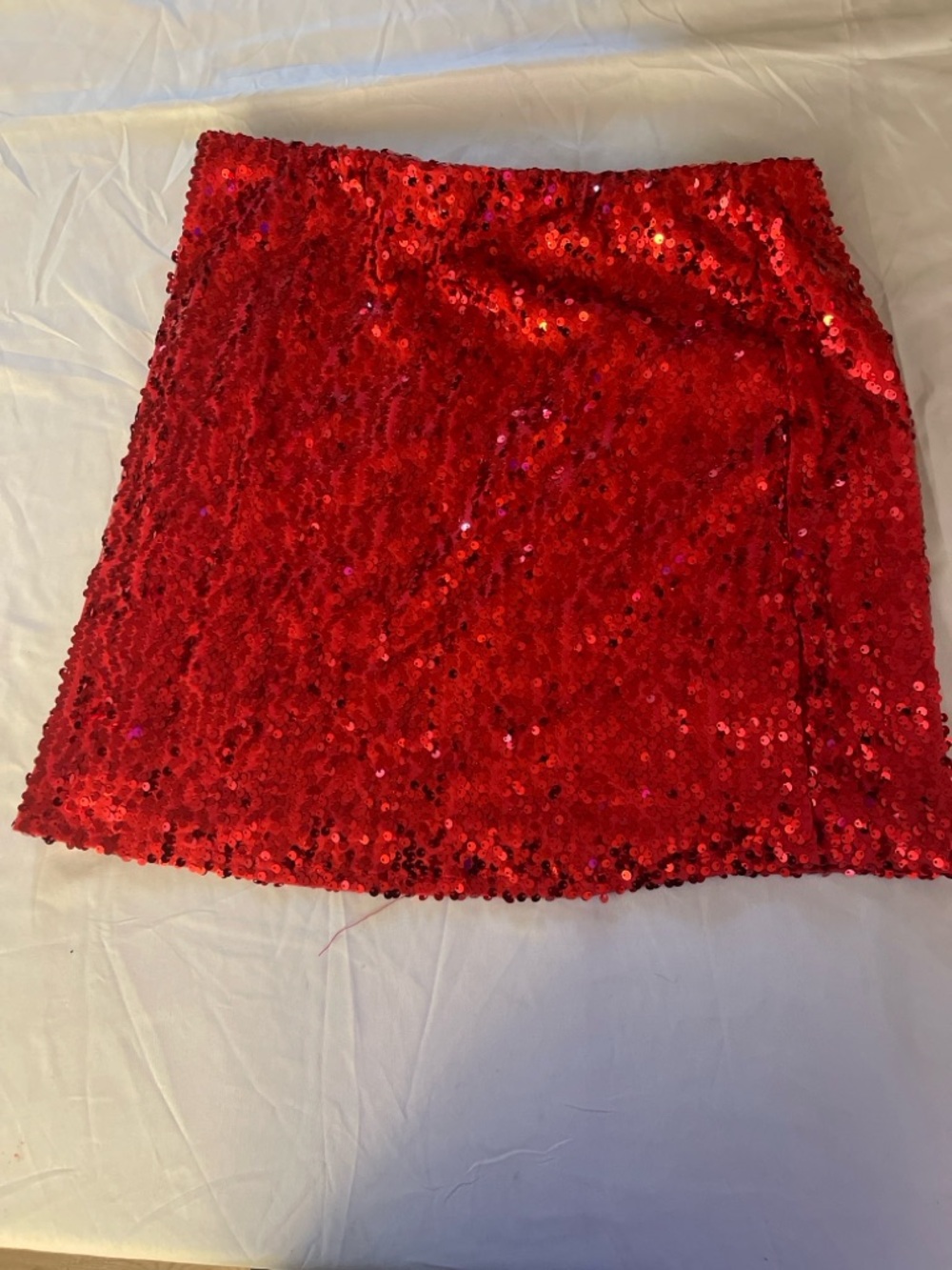 Love On A Hanger Red Sequin Mini Skirt Women’s Large Stretch Party Club Holiday - Picture 9 of 9